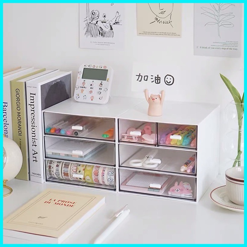 Minimalist Drawer Storage Desk Organizer Box Stack Transparent | Shopee ...