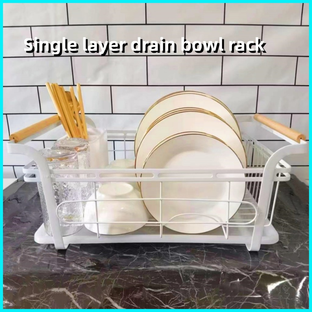 Kitchen single layer drain bowl rack with drain tray | Shopee Philippines