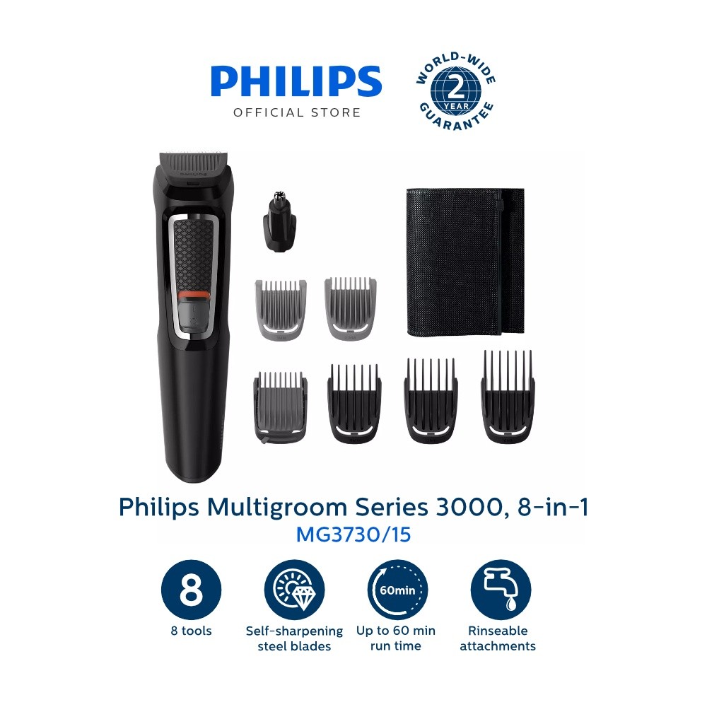 Philips Multigroom Series 3000, 8-in-1 MG3730/15 (Hair Clipper Razor ...