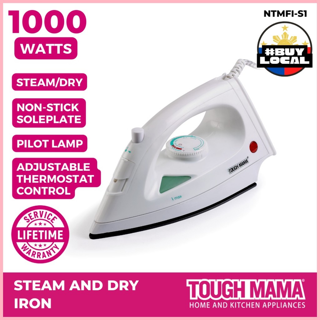Tough Mama NTMFIS1 Energy Saving Steam Dry Iron Nonstick Soleplate