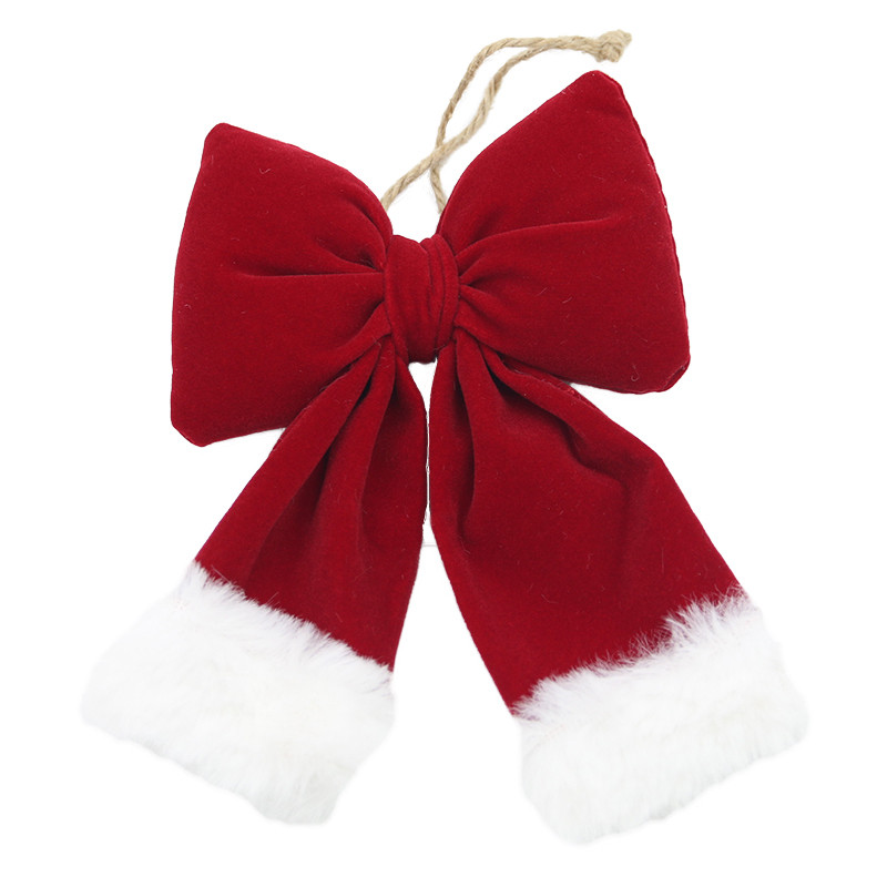 ((1 Piece/bag) 15cm Christmas Flocking Ribbon Bow Christmas Tree ...