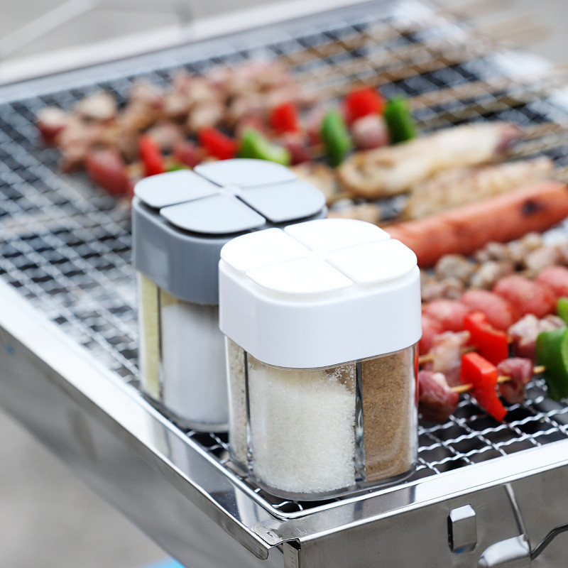 4 In1 Transparent Seasoning Rack Spice Pots Outdoor BBQ Seasoning Jar ...