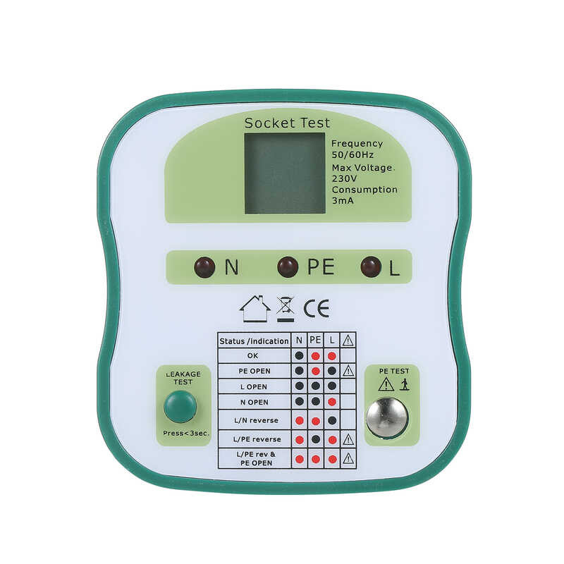 LCD Smart Digital Display Wall Sockets Circuit Breaker Finder RCD