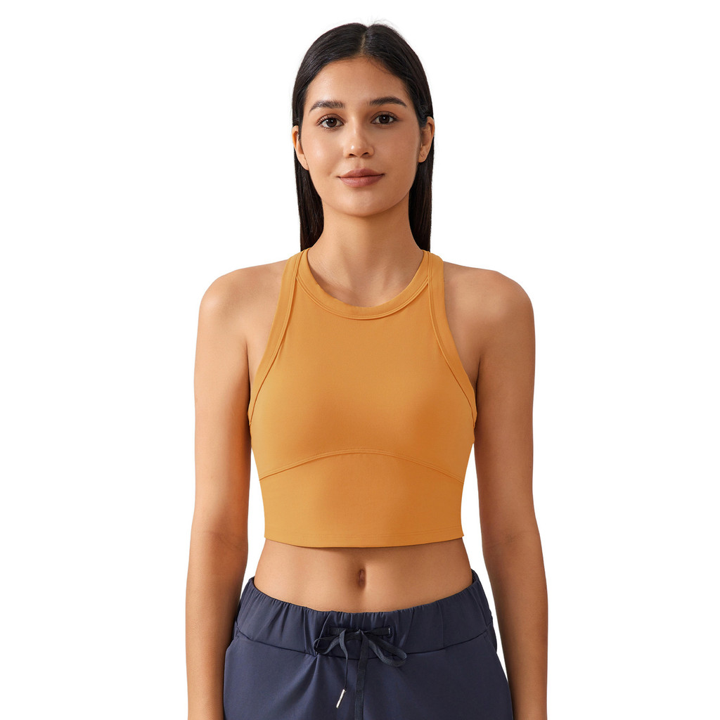 Lycra Anti-Odor Antibacterial High Neck Yoga Crop Top for Women –  Wire-Free Sports Bra with Compression, Tummy Control Slimming Fit