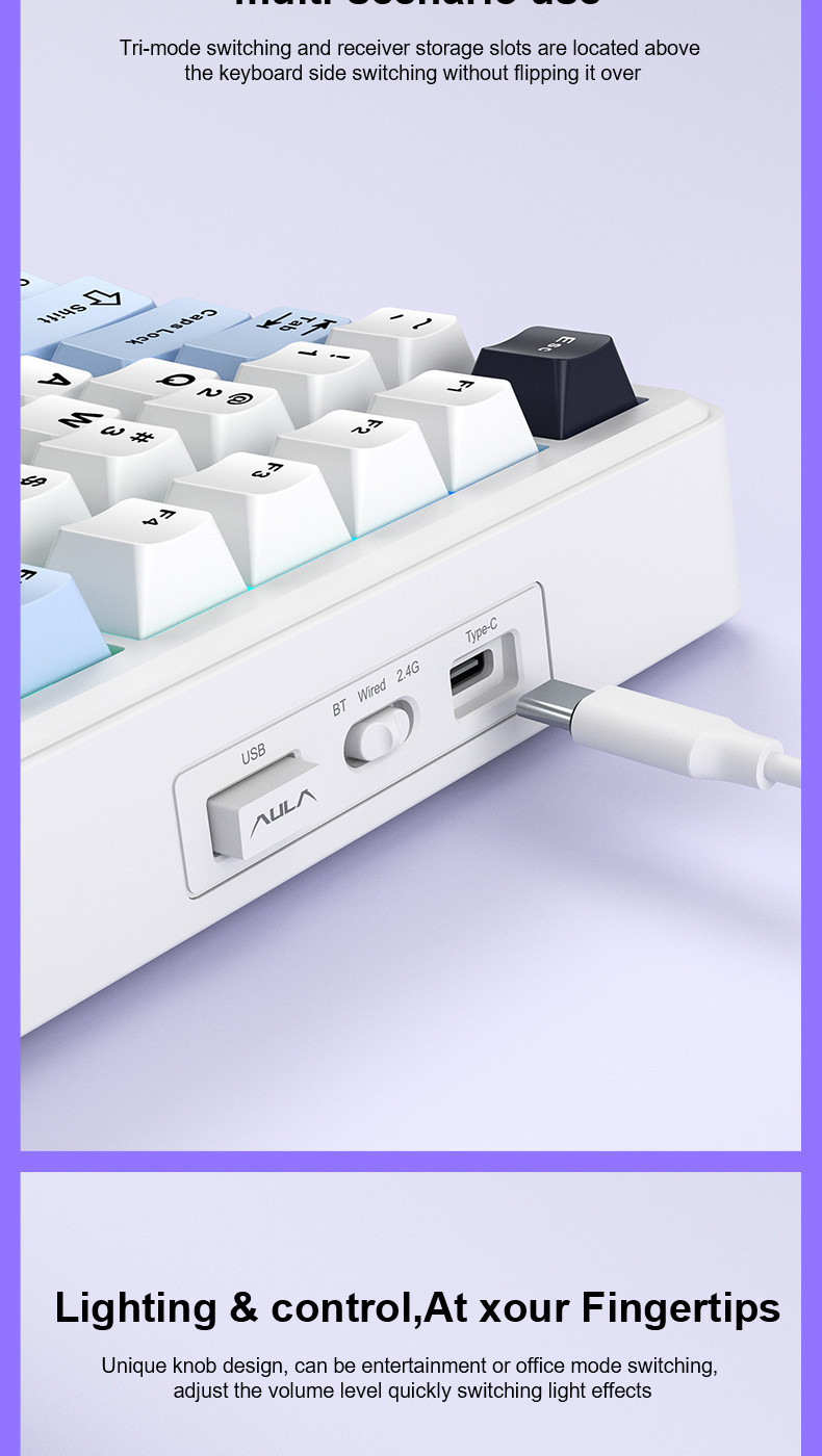 【PH STOCK】AULA F75 MAX Mechanical Keyboard 75% RGB Three Mode Wired ...