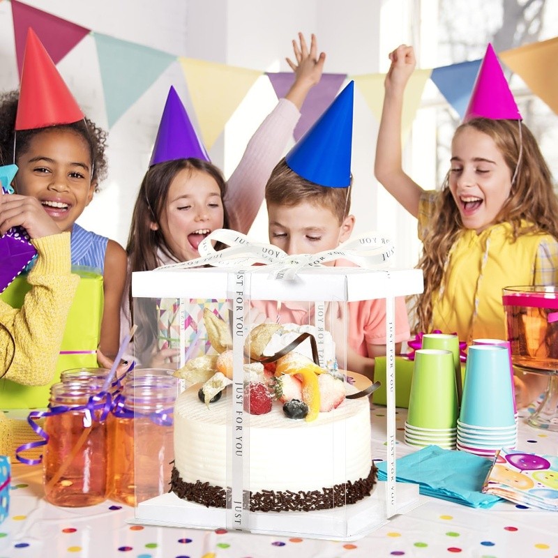 CakeBox Transparent Cake Box 6~12 Ince Square cakeBoxes Birthday Gift ...