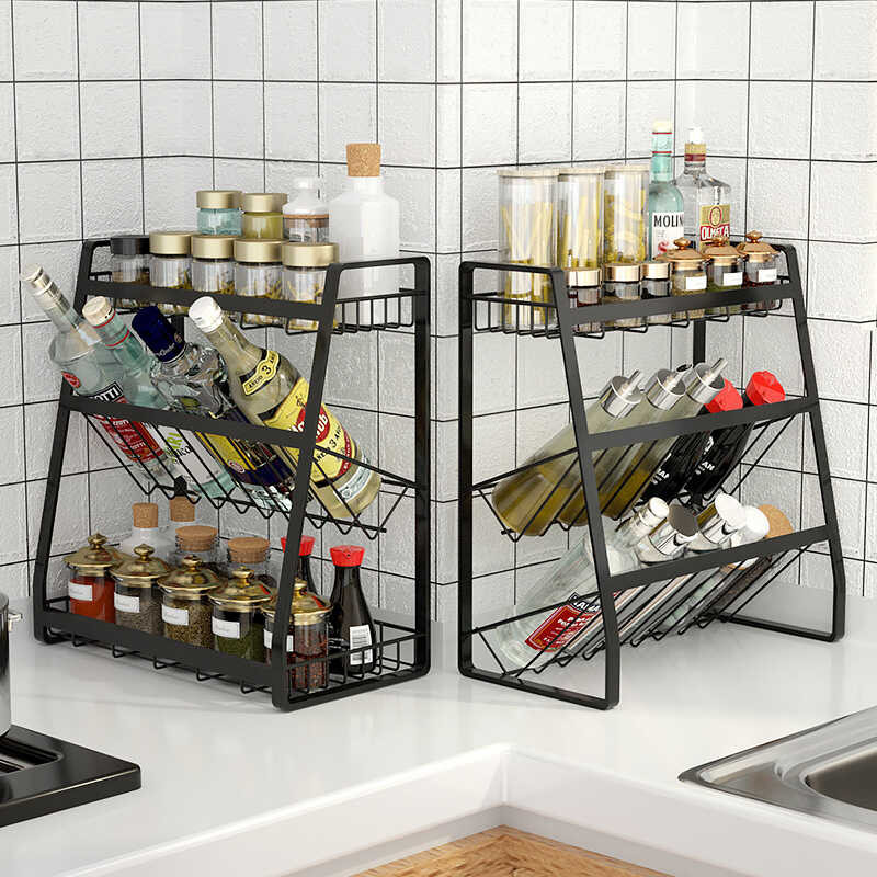 Stainless Steel 304 Kitchen Spice Rack Storage Rack Floor-standing ...