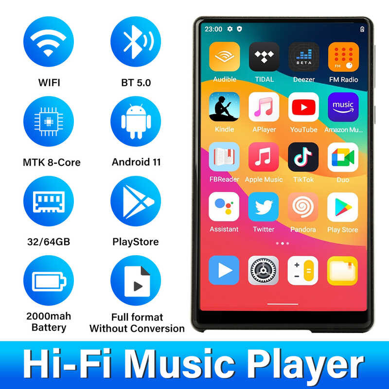 Winstong High Definition Mp3 Mp4 Player, Full Touch Screen, Bluetooth 5 ...