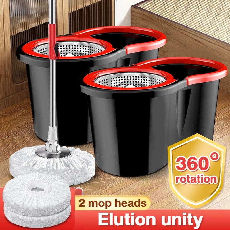 Mop with spinner 360° Rorating Squeeze Flat Mop with bucket Map Mop for ...