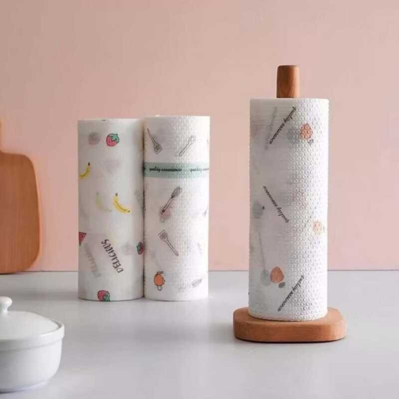 50Pcs Per Roll Disposable Clean Lazy Rag Kitchen Oil Absorbent Paper ...
