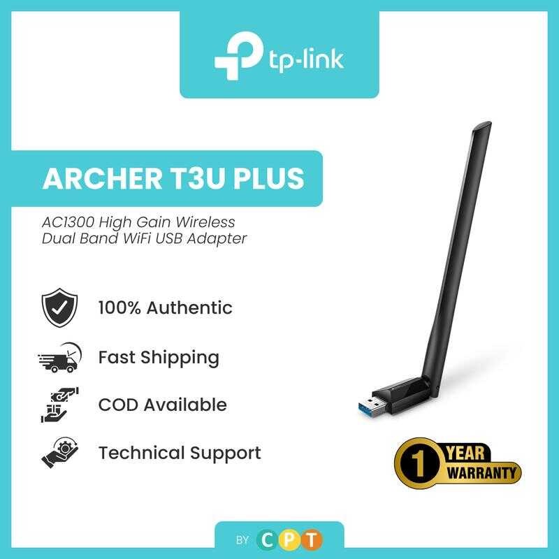 Tp-Link Archer T3u Plus Ac1300 High Gain Wireless Dual Band Wifi USB ...