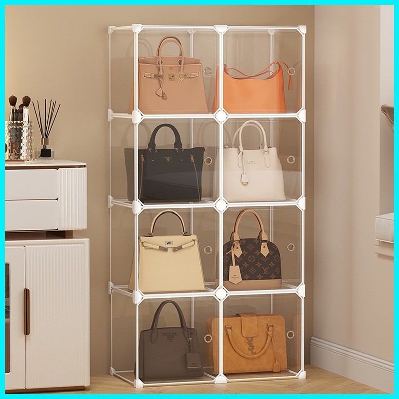 Transparent storage cabinet Acrylic Handbag Storage Organizer Stackable ...