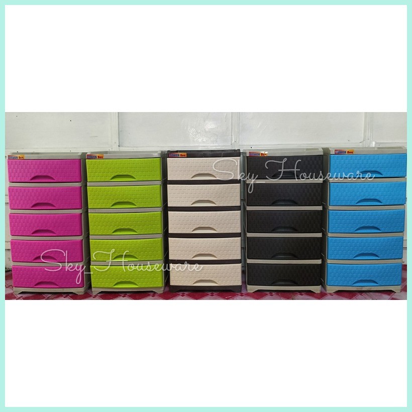 DRAWER RATTAN 5 LAYER UNILUCKY POWER BOX RATTAN #398-5L | Shopee ...