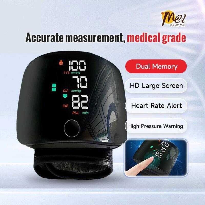 LED Screen Wrist Blood Pressure Digital Monitor Rechargeable With Voice ...