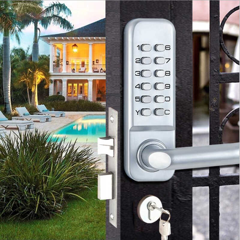 Waterproof Street Gate Combination Code Keys Digital Lock Battery-Free ...