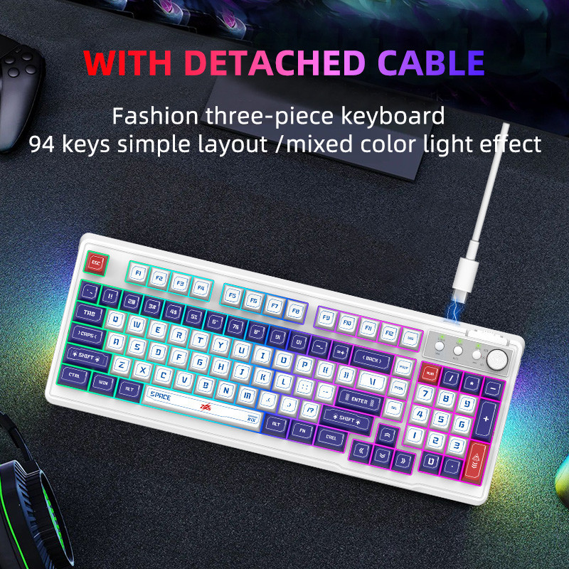 Zeus Wired Gaming Keyboard Mecha Gundam Style 98 Keys USB Mechanical ...