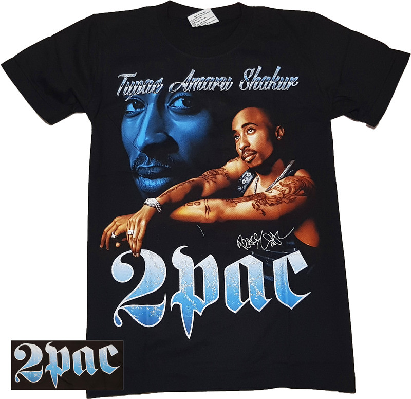 Vintage Style Rap Tees Tupac Blue Modern Bootleg The ROXX brand Black ...