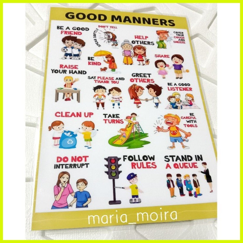 GOOD MANNERS Wall Chart | A4 Size Laminated Educational Wall Chart For ...