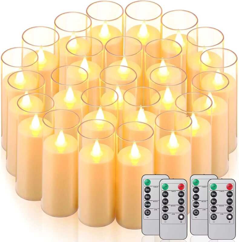 Luocute Flameless Cone Candles 5-Pack – Rechargeable LED With Remote, Timer, Real Wax Look