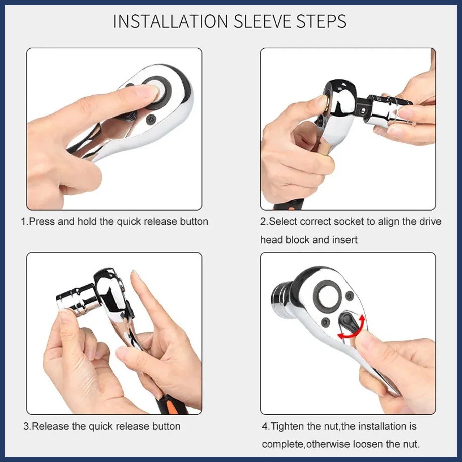 ∨ 12pcs Socket Ratchet Handle Wrench Set 1/4 1/2 Spanner Kit With ...