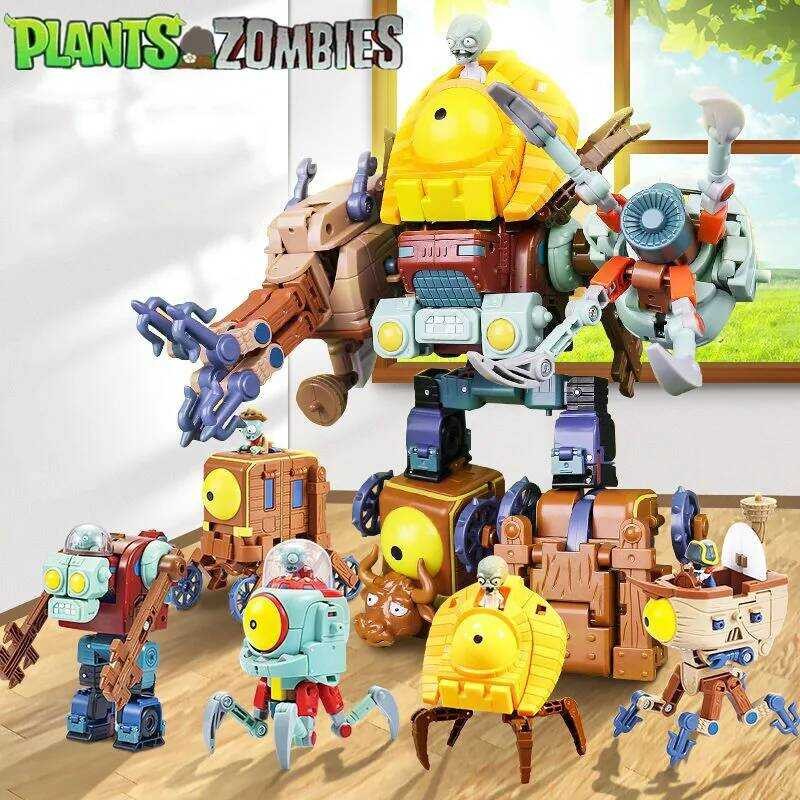 5 In 1 Plants Vs Zombies Assembly Deformation Giant Zombie Robot Action ...