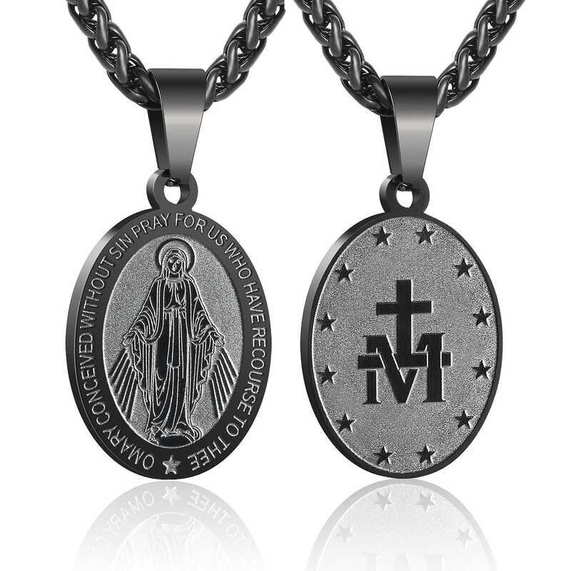 Stainless Steel Virgin Mary Pendant Necklace Titanium Steel Men's ...