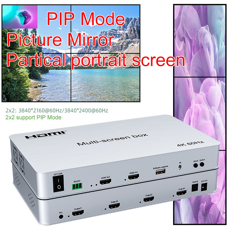 4K 60Hz Multi Screen Splicing Box 2x2 1x2 1x3 1x4 4 TV Splicer Video ...