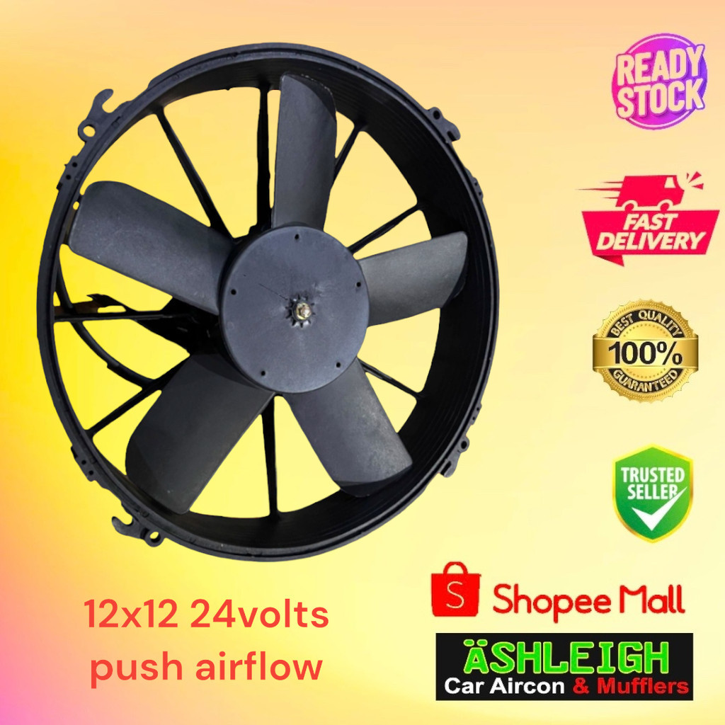 Ashleigh Universal 12x12 (24 VOLTS) PUSH Airflow Aux Fan Car Aircon ...