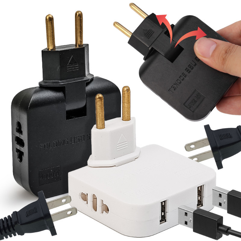 4 in 1 EU Plug Conversion Extension Adapter - Portable, Foldable ...