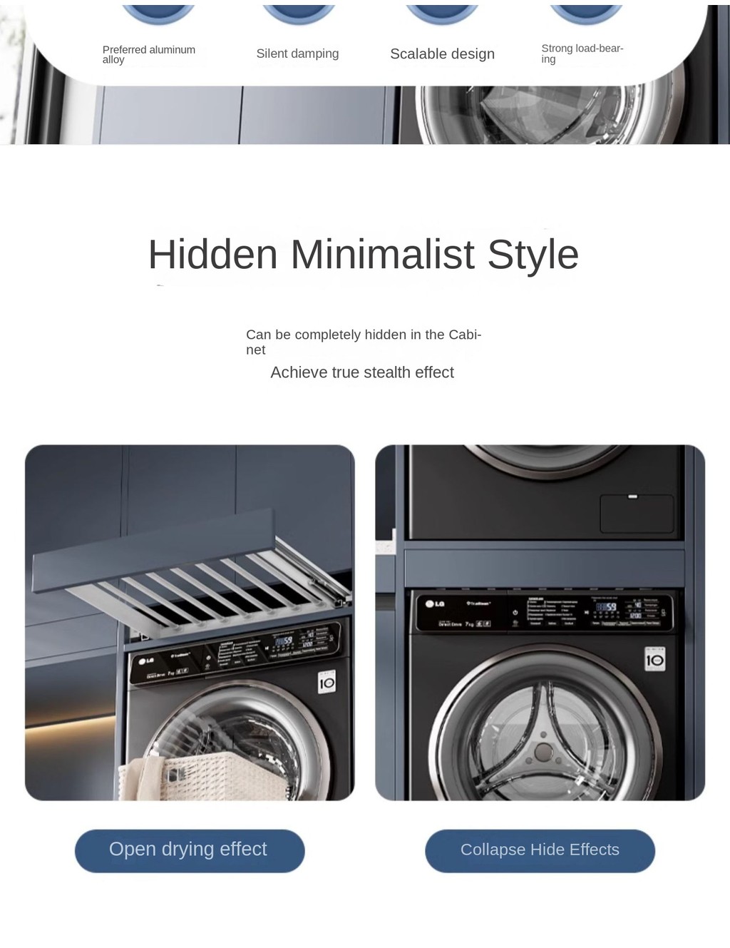 Washing Machine Invisible Drying Rack Balcony Dryer Hidden Pull-out ...