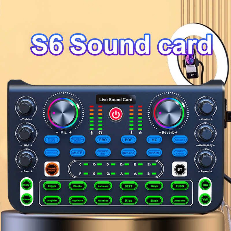 Streaming Board Live Voice Changer Card With Sound Effects,Audio Mixer
