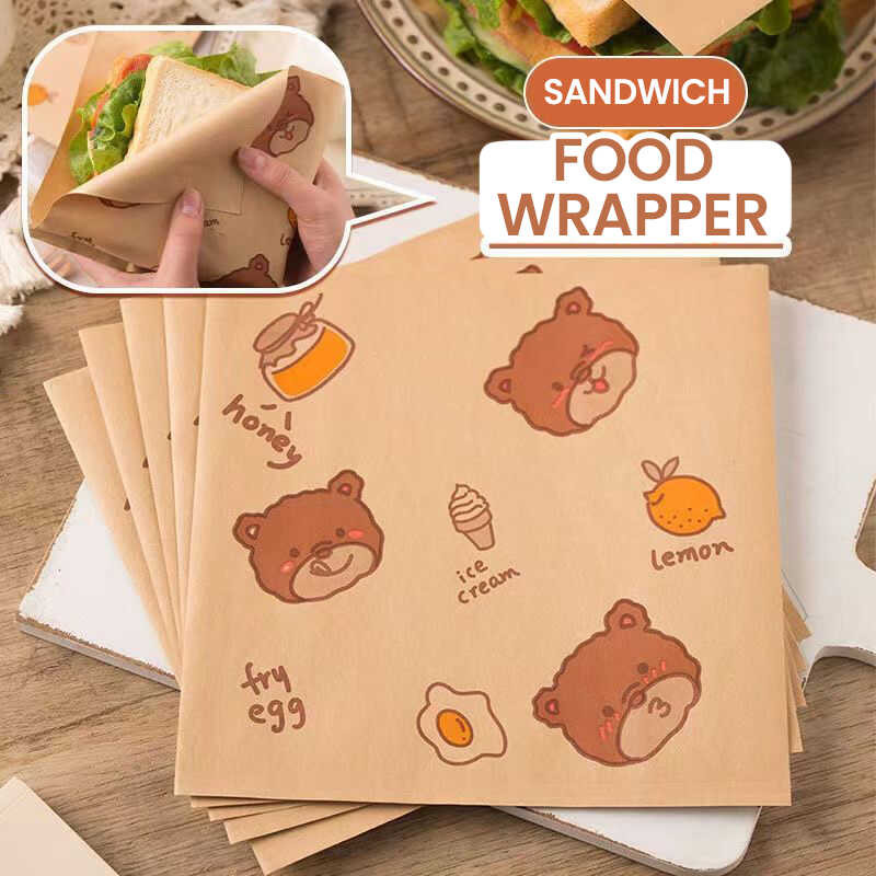 50Pcs Sand Greaseproof For Hamburger Bread Wrapper Burrito Packaging ...