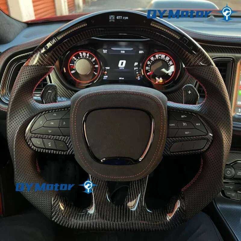 A A LED Carbon Fiber Steering Wheel For Dodge Challenger Charger ...