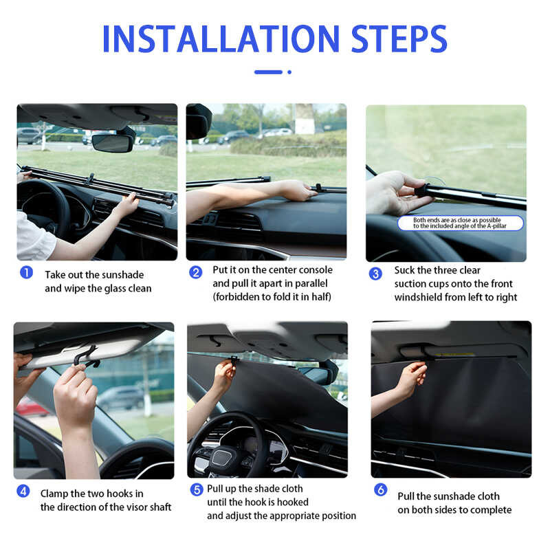 2pcs Retractable Car Sunshade Front Windshield Sun Protection Cover ...