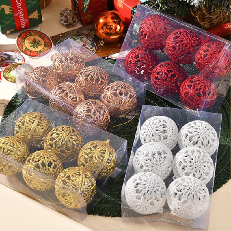 9-Piece Christmas Bauble Set – 6cm Stars & Hearts Hanging Ornaments In Rose Gold, Multicoloured-1146473