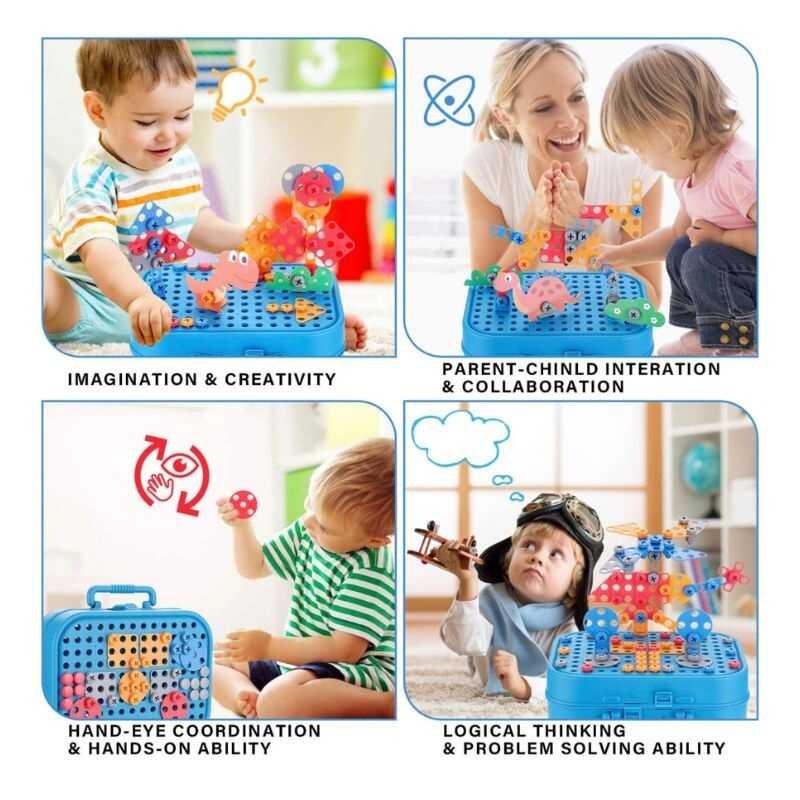 3D DIY Kit With Electric Drill Tool Screwdriver For Kids Pretend Play ...