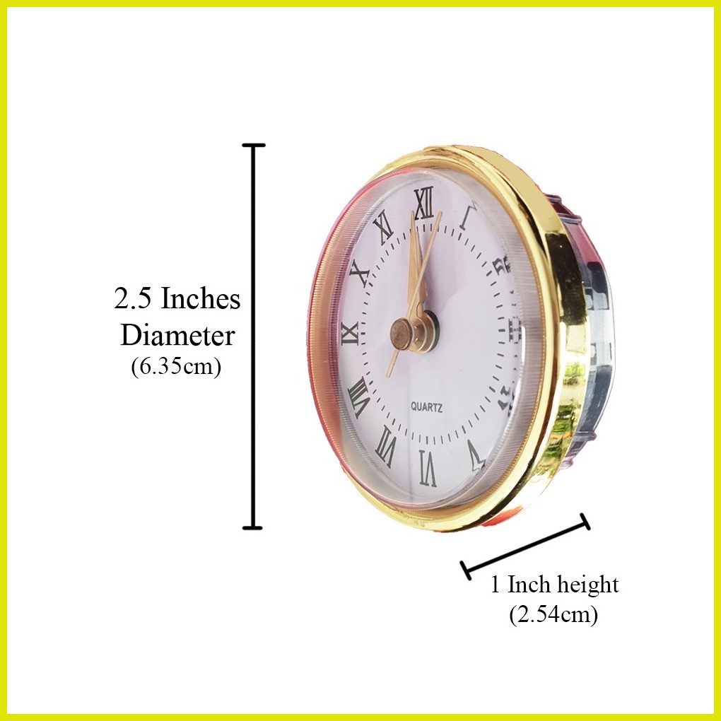 ⊕ Quartz Insert Clock machine Fit up mechanism Round Gold edge Analog