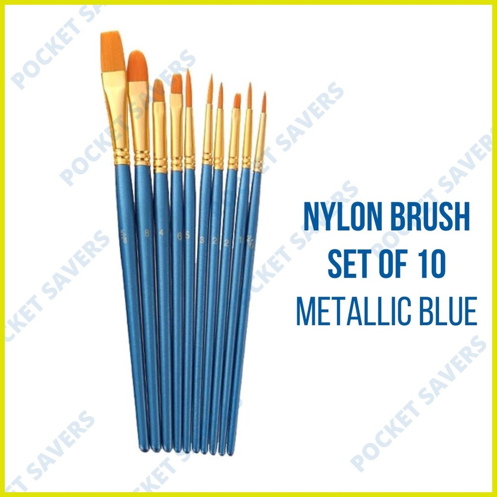 ♨ ¤ Nylon Paint Brushes Set of 10 (Fine Tip, Acrylic Color Brush