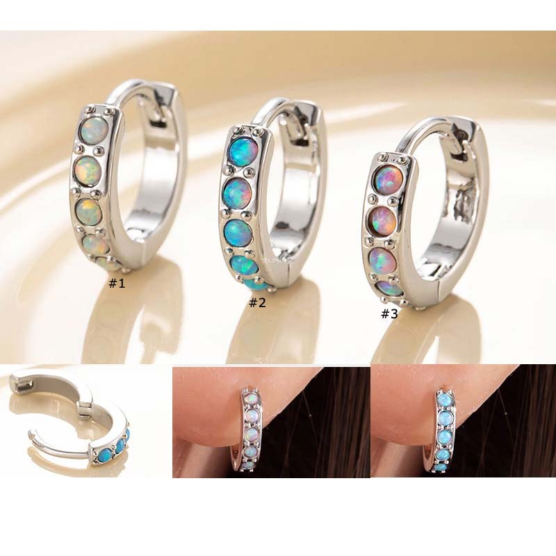 1 Piece Copper with Opal Cartilage Hoop Earring Helix Lobe Piercing Ear