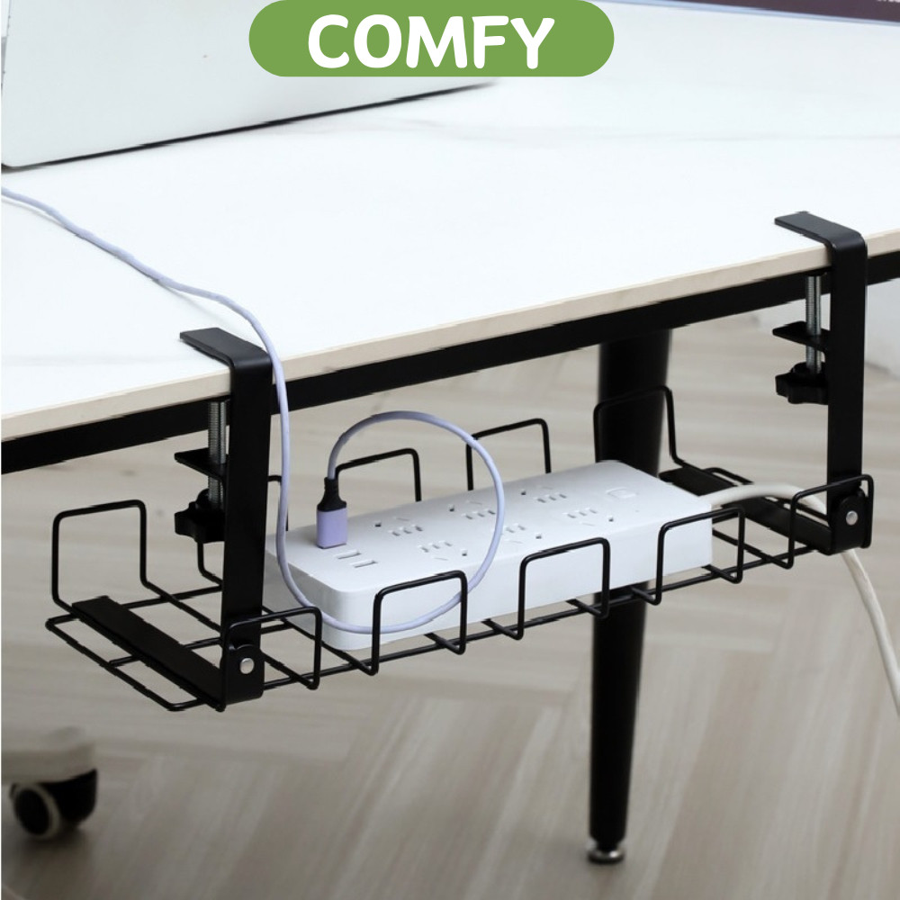 Under Table Storage Rack Cable Tray Desk Cabel Management Socket Holder ...