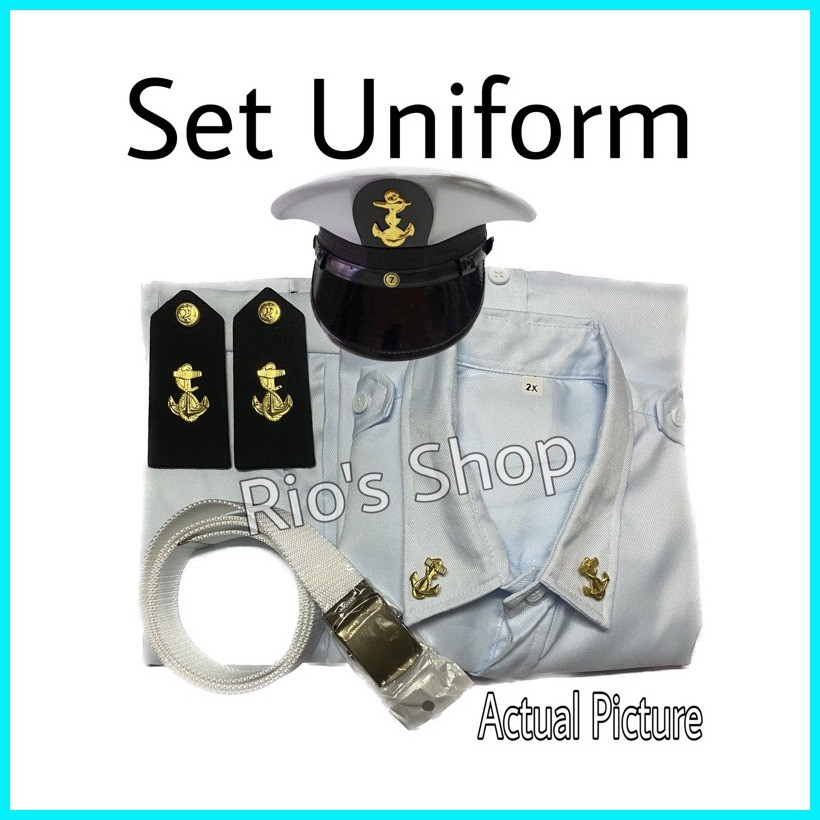 Set Marine Uniform with Polo,White Pants,Shoulder Board,Garrison Belt ...