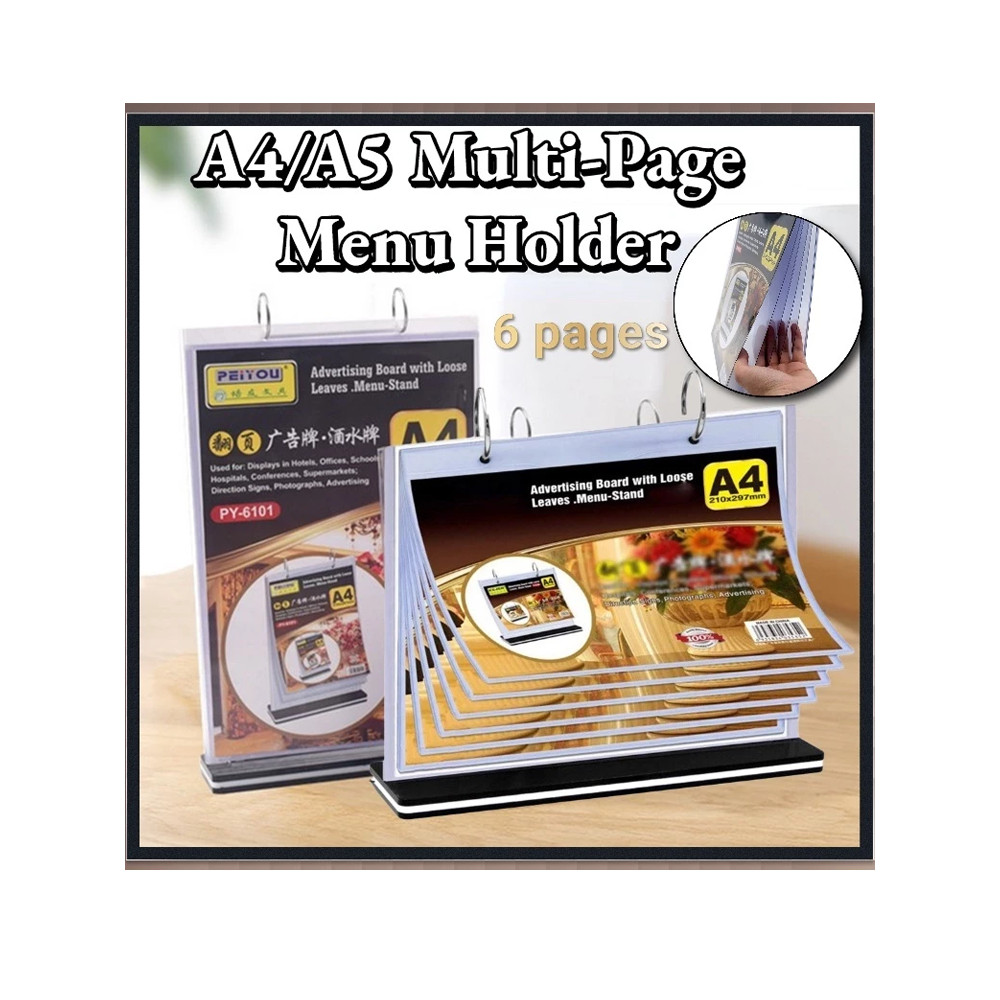 A4/A5 acrylic display stand Folding reversible menu board with 6 ...