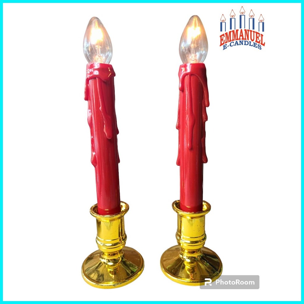 Emmanuel E-Candles Red Taper Candles using Clear Pilot Bulb, 7inch ...