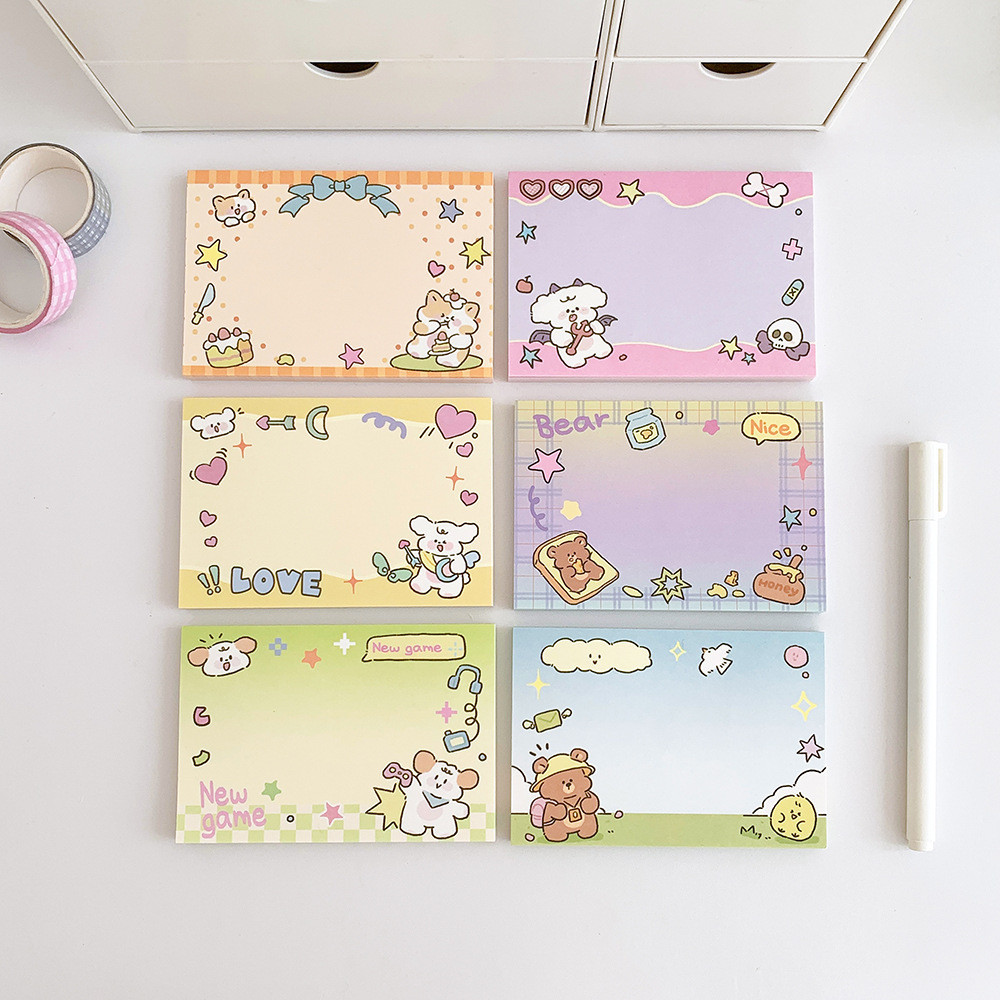 Student cartoon non-sticky note book teenage girl writing tear-off note ...