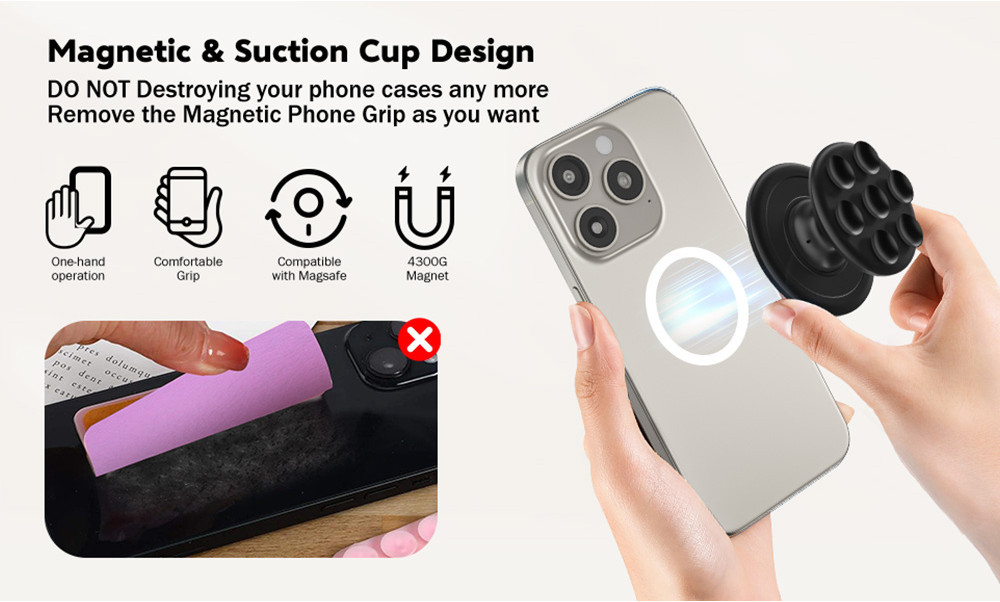 For Magsafe Suction Cup Wall Mount Stand Magnetic Silicone Gym Phone ...
