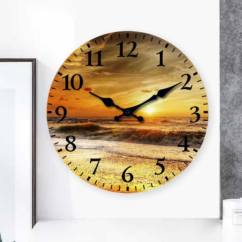 A Modern Wooden Decorative Wall Clock, Sunset Design Wall Clock By The ...