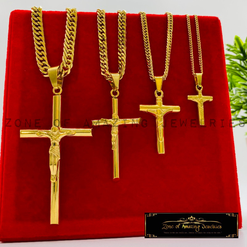 zoaj.ph Unisex Crucifix Necklace with Japan Chain Round Lock | Shopee ...