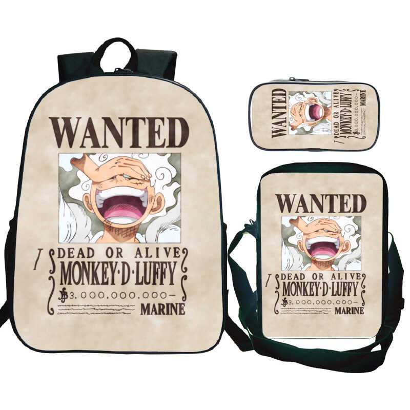 3Pc ☆ Set One Piece Luffy Backpack Cartoon Anime Figures Zoro Law Book ...