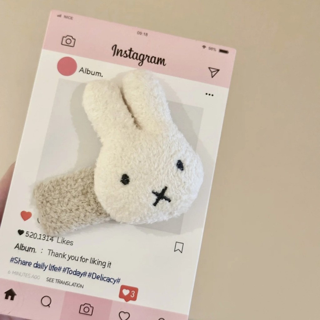 Korean Version Cute Plush Cartoon Rabbit Hair Clip Sweet All-Match ...