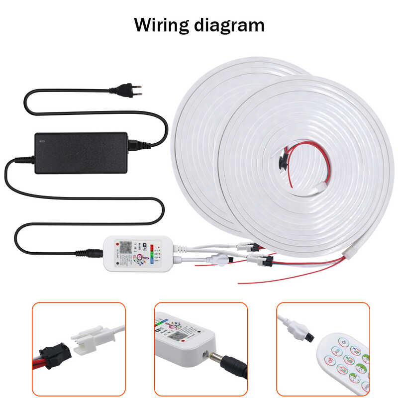 1M 2M 3M 4M 5M 5V WS2812B RGB LED Strip DIY Flexible Neon Rope Light ...